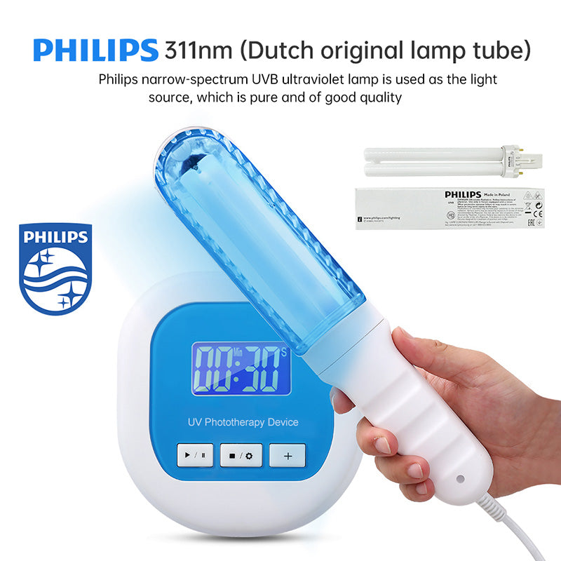 BU-1 handheld 311nm NB-UVB lamp with Philips light source and digital timer